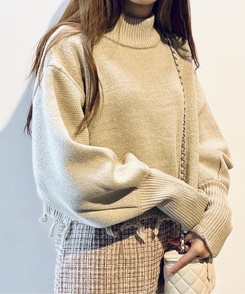 one way（ワンウェイ）の「ブロークンショートニット（ニット/セーター・レディース・ライトグレー/ライトブルー/ベージュ/イエロー・FREE）」の13枚目の写真