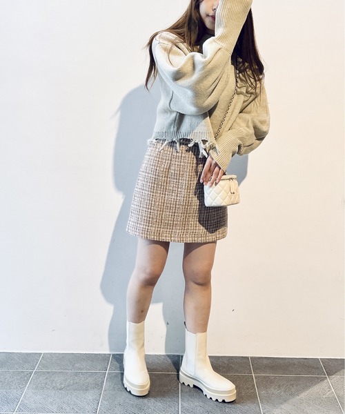 one way（ワンウェイ）の「ブロークンショートニット（ニット/セーター・レディース・ライトグレー/ライトブルー/ベージュ/イエロー・FREE）」の16枚目の写真