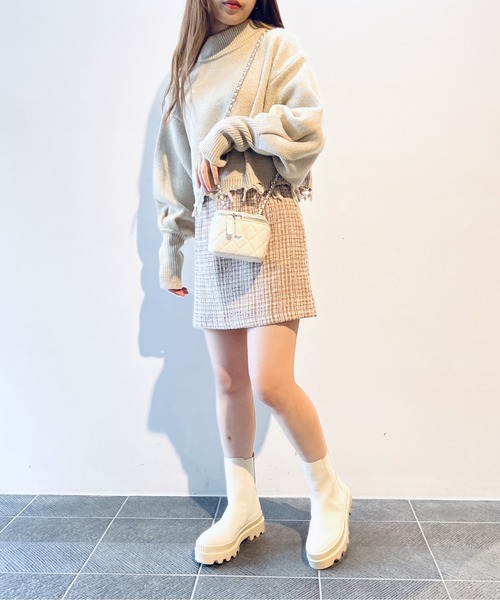 one way（ワンウェイ）の「ブロークンショートニット（ニット/セーター・レディース・ライトグレー/ライトブルー/ベージュ/イエロー・FREE）」の17枚目の写真