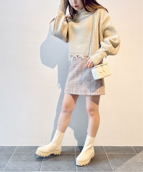 one way（ワンウェイ）の「ブロークンショートニット（ニット/セーター・レディース・ライトグレー/ライトブルー/ベージュ/イエロー・FREE）」の18枚目の写真