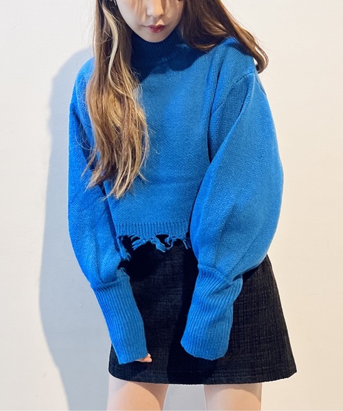 one way（ワンウェイ）の「ブロークンショートニット（ニット/セーター・レディース・ライトグレー/ライトブルー/ベージュ/イエロー・FREE）」の22枚目の写真