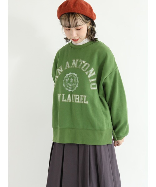 Samansa Mos2（サマンサ モスモス）の「裏起毛ロゴアソートスウェット（Tシャツ/カットソー・レディース・ベージュ/ネイビー/キナリ/グリーン/レッド/オフホワイト・ﾌﾘ-）」の4枚目の写真