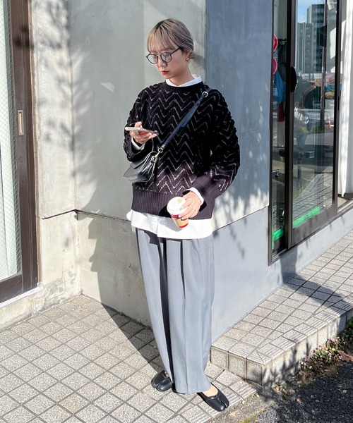 feepur(フェピュール)の「【ハンドウォッシャブル】ヘリンボーンループジャガードニット(ニット/セーター・レディース・オレンジ/ブラック/オフホワイト・MEDIUM)」の15枚目の写真
