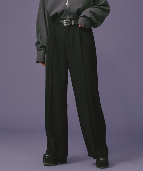 Ellno Loset(エルノロゼット)の「ルーズストレートパンツ/セットアップ対応(スラックス・メンズ・ブラック/ブルーグリーン・SMALL/MEDIUM/LARGE)」の2枚目の写真