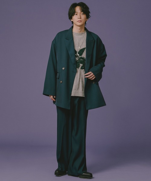 Ellno Loset(エルノロゼット)の「ルーズストレートパンツ/セットアップ対応(スラックス・メンズ・ブラック/ブルーグリーン・SMALL/MEDIUM/LARGE)」の3枚目の写真
