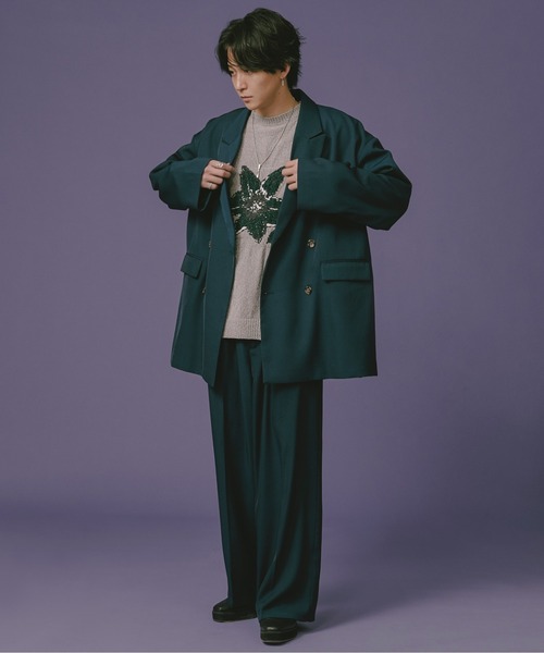 Ellno Loset(エルノロゼット)の「ルーズストレートパンツ/セットアップ対応(スラックス・メンズ・ブラック/ブルーグリーン・SMALL/MEDIUM/LARGE)」の4枚目の写真