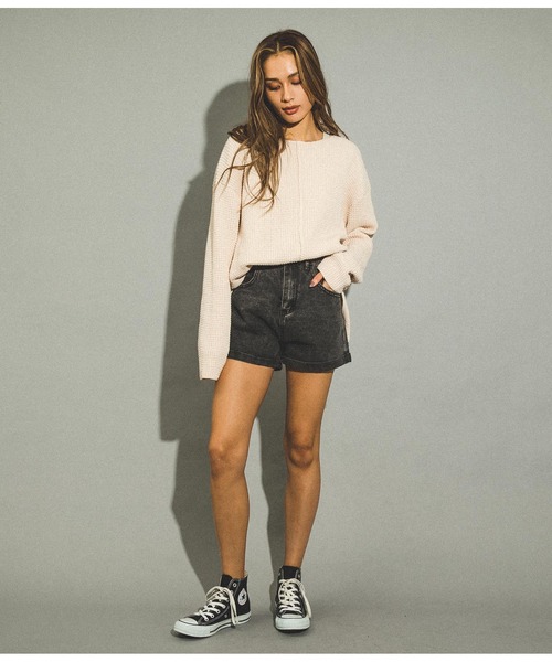 ANAP（アナップ）の「ロールアップデニムショートパンツ（デニムパンツ・レディース・ブルー/ブラック・M/S）」の8枚目の写真