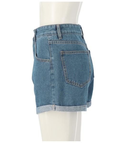 ANAP（アナップ）の「ロールアップデニムショートパンツ（デニムパンツ・レディース・ブルー/ブラック・M/S）」の5枚目の写真