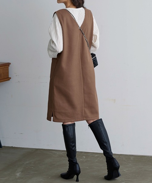 KOBE LETTUCE（コウベレタス）の「フェイクウールサロペット（サロペット/オーバーオール・レディース・ベージュ系/ブラック系/モカ/ブラック/グレイッシュベージュ/ブラウン系・2/1）」の11枚目の写真