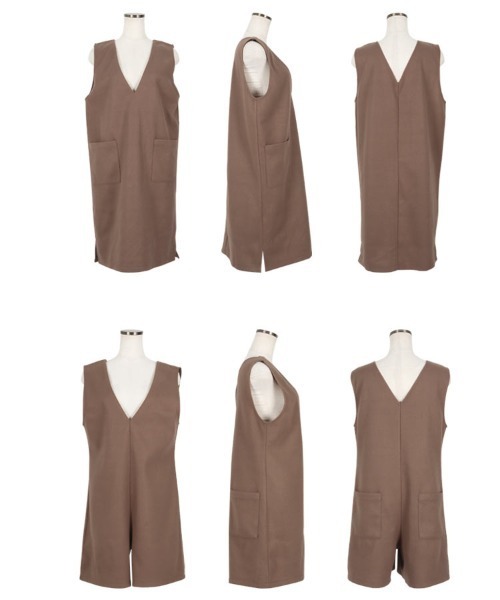 KOBE LETTUCE（コウベレタス）の「フェイクウールサロペット（サロペット/オーバーオール・レディース・ベージュ系/ブラック系/モカ/ブラック/グレイッシュベージュ/ブラウン系・2/1）」の12枚目の写真