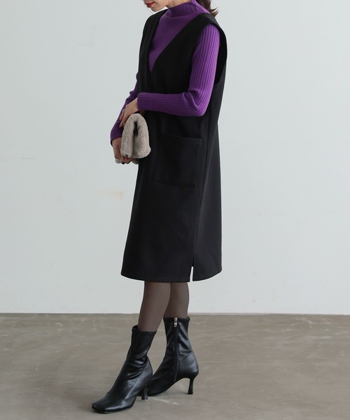 KOBE LETTUCE（コウベレタス）の「フェイクウールサロペット（サロペット/オーバーオール・レディース・ベージュ系/ブラック系/モカ/ブラック/グレイッシュベージュ/ブラウン系・2/1）」の7枚目の写真