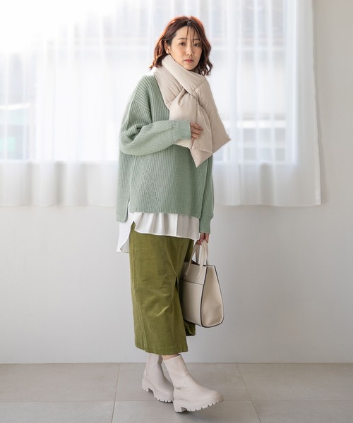 GLOBAL WORK(グローバルワーク)の「エアーサーマルストール/一部店舗限定/156838(マフラー・レディース・ブラック/オフホワイト・FREE)」の3枚目の写真