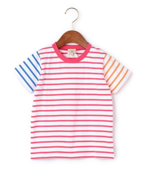 green label relaxing（グリーンレーベルリラクシング）の「【KIDS】クレイジーボーダーTシャツ◆（Tシャツ/カットソー・キッズ・ピンク/コバルトブルー・135/L/125/M/115/95/S/105）」の2枚目の写真