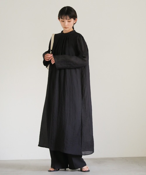 ギャザーフレアスリーブシアーワンピース（ワンピース）｜select MOCA