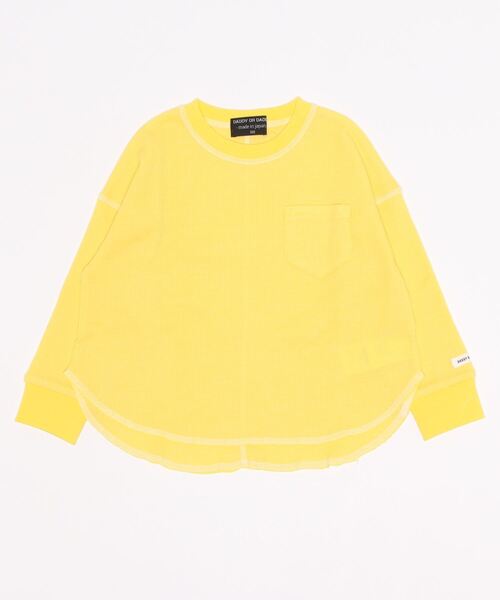 Daddy Oh Daddy（ダディーオーダディー）の「ステッチ配色ワッフル長袖Ｔシャツ（Tシャツ/カットソー・キッズ・イエロー/ホワイト・100/120/140/110/130）」の2枚目の写真