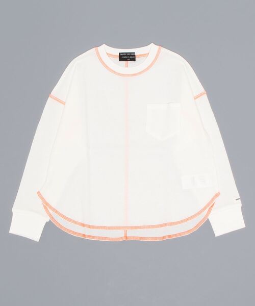 Daddy Oh Daddy（ダディーオーダディー）の「ステッチ配色ワッフル長袖Ｔシャツ（Tシャツ/カットソー・キッズ・イエロー/ホワイト・100/120/140/110/130）」の3枚目の写真
