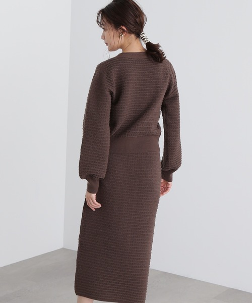 N.（N. Natural Beauty Basic）（エヌエヌナチュラルビューティーベーシック）の「◆ゴールドボタンツイードニットカーデセットアップ（ワンピース・レディース・モカ/ブルー・MEDIUM）」の9枚目の写真