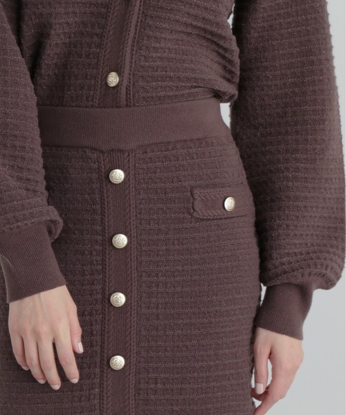 N.（N. Natural Beauty Basic）（エヌエヌナチュラルビューティーベーシック）の「◆ゴールドボタンツイードニットカーデセットアップ（ワンピース・レディース・モカ/ブルー・MEDIUM）」の12枚目の写真