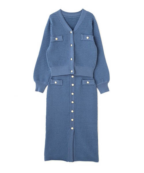 N.（N. Natural Beauty Basic）（エヌエヌナチュラルビューティーベーシック）の「◆ゴールドボタンツイードニットカーデセットアップ（ワンピース・レディース・モカ/ブルー・MEDIUM）」の17枚目の写真