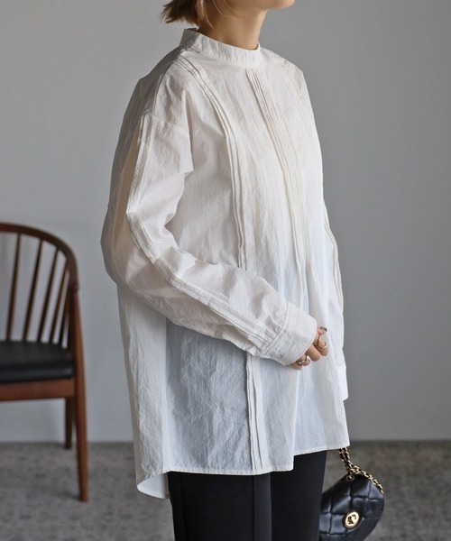 r.（アールドット）の「ワッシャータフタ ピンタックブラウス（シャツ/ブラウス・レディース・ホワイト/ブラック/ライトブルー・FREE）」の11枚目の写真