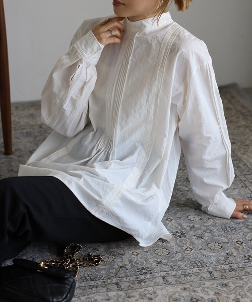 r.（アールドット）の「ワッシャータフタ ピンタックブラウス（シャツ/ブラウス・レディース・ホワイト/ブラック/ライトブルー・FREE）」の15枚目の写真