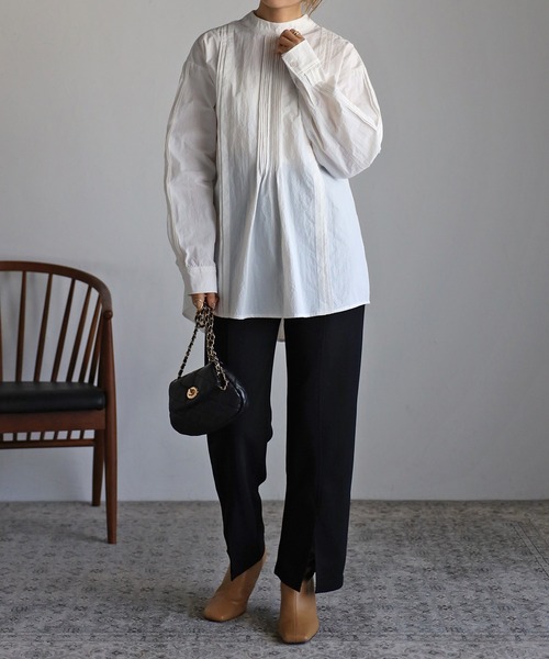 r.（アールドット）の「ワッシャータフタ ピンタックブラウス（シャツ/ブラウス・レディース・ホワイト/ブラック/ライトブルー・FREE）」の5枚目の写真