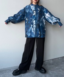 【美品】HARE　チャイナガラシャツ　ブラック　ブラウス　総柄 HARE（ハレ）の「チャイナガラシャツ(HARE)（シャツ/ブラウス