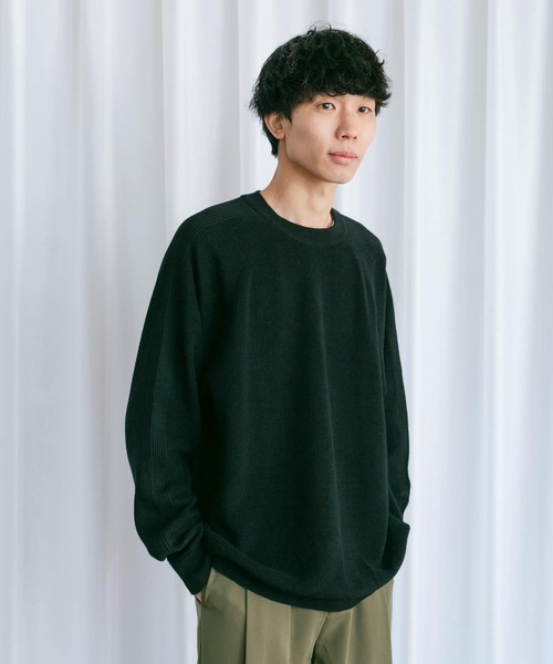 Couleur Meler（クルールメリー）の「Couleur Meler なかじ　リネンコットンニット（ニット/セーター・メンズ・ブラック/オレンジ/ピンク・MEDIUM/LARGE）」の2枚目の写真