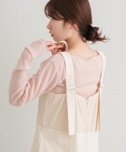 Kastane（カスタネ）の「【サイズ展開あり】リブ切替ジャンスカ（ジャンパースカート・レディース・アイボリー/ブラック・0/1）」の2枚目の写真