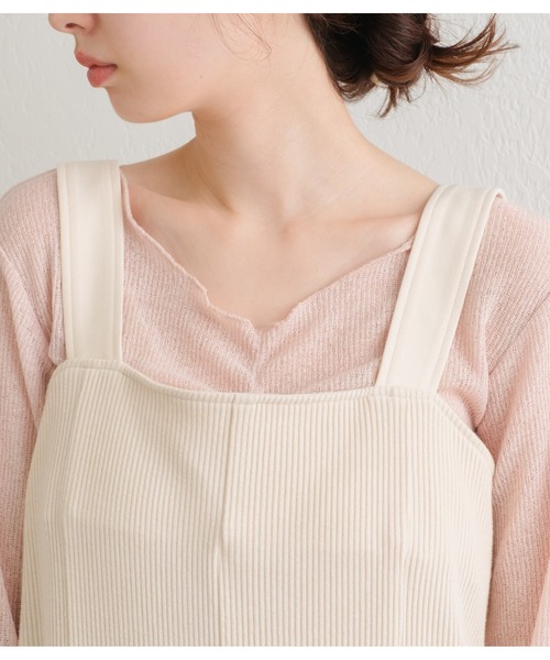 Kastane（カスタネ）の「【サイズ展開あり】リブ切替ジャンスカ（ジャンパースカート・レディース・アイボリー/ブラック・0/1）」の8枚目の写真