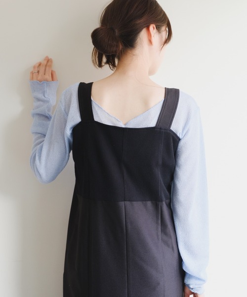 Kastane（カスタネ）の「【サイズ展開あり】リブ切替ジャンスカ（ジャンパースカート・レディース・アイボリー/ブラック・0/1）」の21枚目の写真