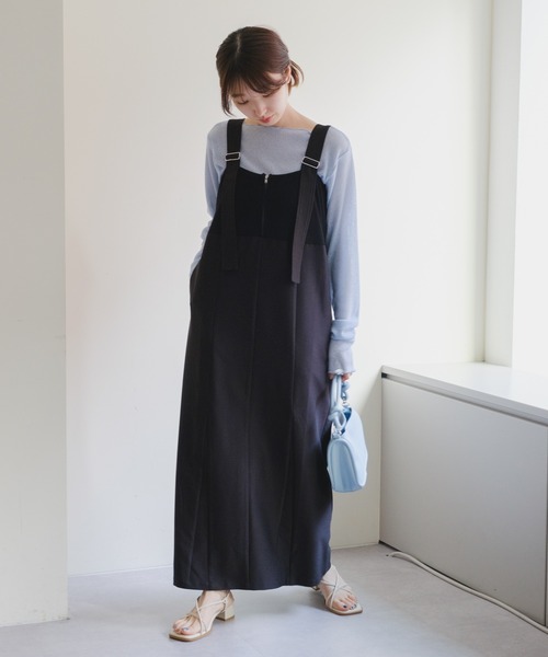 Kastane（カスタネ）の「【サイズ展開あり】リブ切替ジャンスカ（ジャンパースカート・レディース・アイボリー/ブラック・0/1）」の17枚目の写真