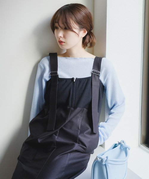 Kastane（カスタネ）の「【サイズ展開あり】リブ切替ジャンスカ（ジャンパースカート・レディース・アイボリー/ブラック・0/1）」の15枚目の写真