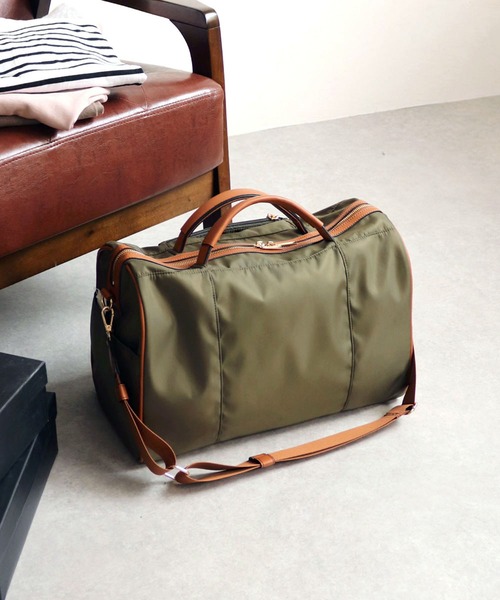 MIAN （ミアン）の「【MIAN】ナイロン2wayビッグボストンバッグ キャリーオン トラベルバッグ 2221-140-1（ボストンバッグ・レディース・グレイッシュベージュ/カーキ/ブラック・FREE）」の3枚目の写真