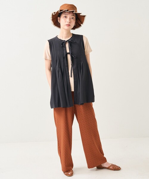 FREAK'S STORE（フリークスストア）の「ピンタックベスト（ベスト・レディース・オリーブ/ブラック/オフホワイト・ﾌﾘ-）」の8枚目の写真