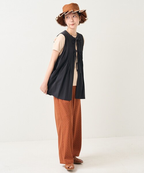 FREAK'S STORE（フリークスストア）の「ピンタックベスト（ベスト・レディース・オリーブ/ブラック/オフホワイト・ﾌﾘ-）」の5枚目の写真