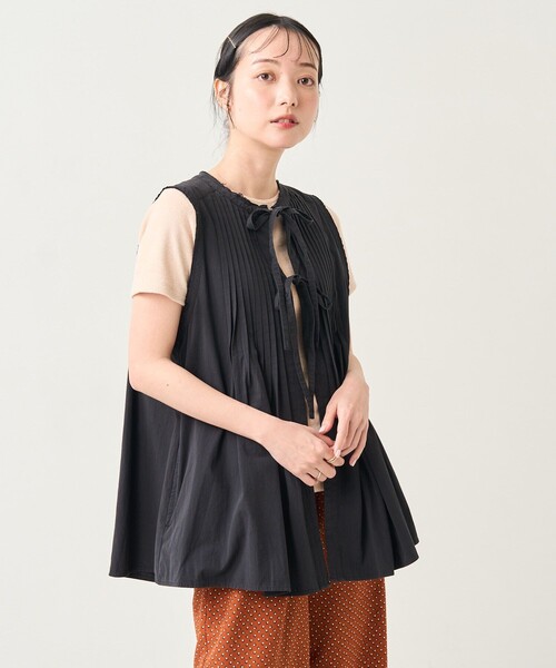 FREAK'S STORE（フリークスストア）の「ピンタックベスト（ベスト・レディース・オリーブ/ブラック/オフホワイト・ﾌﾘ-）」の15枚目の写真