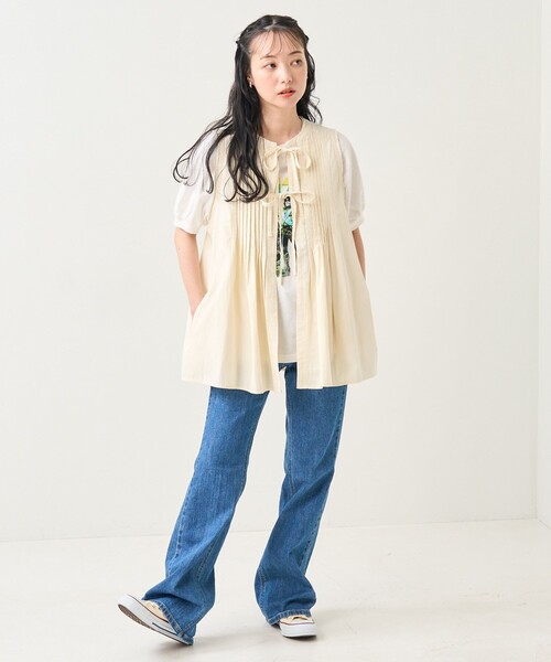 FREAK'S STORE（フリークスストア）の「ピンタックベスト（ベスト・レディース・オリーブ/ブラック/オフホワイト・ﾌﾘ-）」の18枚目の写真