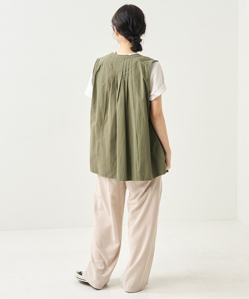 FREAK'S STORE（フリークスストア）の「ピンタックベスト（ベスト・レディース・オリーブ/ブラック/オフホワイト・ﾌﾘ-）」の16枚目の写真