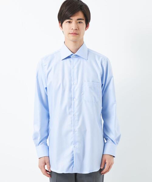 green label relaxing（グリーンレーベルリラクシング）の「コットン フレンチツイル スタンダード ワイドカラー ドレスシャツ -イージーアイロン-（ビジネスシャツ・メンズ・ホワイト/ライトブルー・37cm/40cm/41cm/42cm/43cm/38cm/39cm）」の3枚目の写真