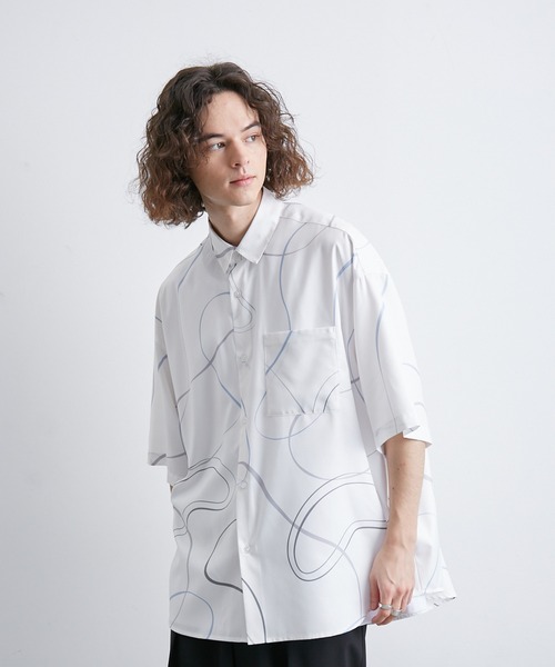 JUNRED（ジュンレッド）の「リングアートペイントルーズシャツ（シャツ/ブラウス・メンズ・ブラック/ブルー系その他4/ホワイト・L/M/S）」の2枚目の写真