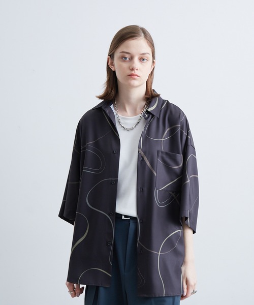 JUNRED（ジュンレッド）の「リングアートペイントルーズシャツ（シャツ/ブラウス・メンズ・ブラック/ブルー系その他4/ホワイト・L/M/S）」の3枚目の写真