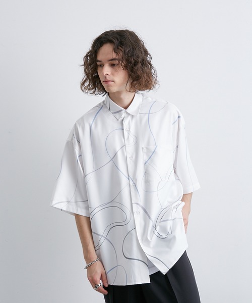 JUNRED（ジュンレッド）の「リングアートペイントルーズシャツ（シャツ/ブラウス・メンズ・ブラック/ブルー系その他4/ホワイト・L/M/S）」の5枚目の写真