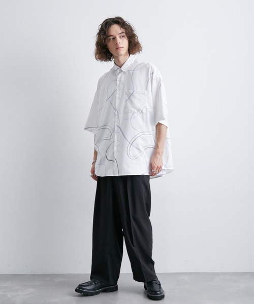 JUNRED（ジュンレッド）の「リングアートペイントルーズシャツ（シャツ/ブラウス・メンズ・ブラック/ブルー系その他4/ホワイト・L/M/S）」の11枚目の写真