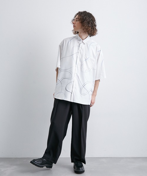 JUNRED（ジュンレッド）の「リングアートペイントルーズシャツ（シャツ/ブラウス・メンズ・ブラック/ブルー系その他4/ホワイト・L/M/S）」の12枚目の写真