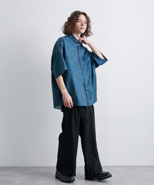 JUNRED（ジュンレッド）の「リングアートペイントルーズシャツ（シャツ/ブラウス・メンズ・ブラック/ブルー系その他4/ホワイト・L/M/S）」の16枚目の写真