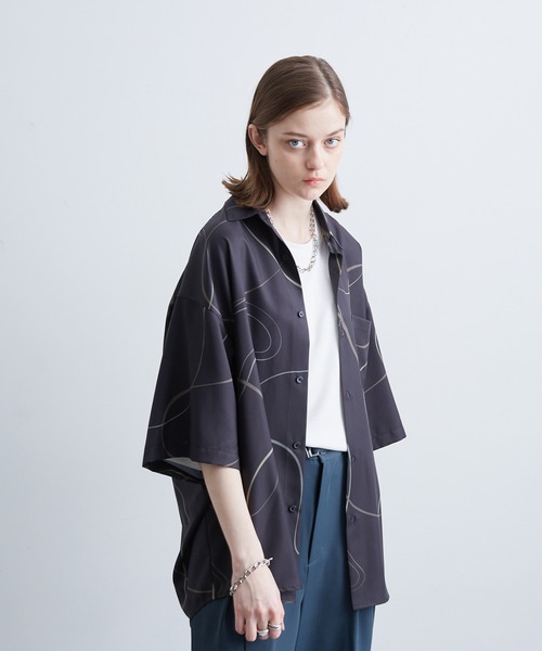 JUNRED（ジュンレッド）の「リングアートペイントルーズシャツ（シャツ/ブラウス・メンズ・ブラック/ブルー系その他4/ホワイト・L/M/S）」の18枚目の写真