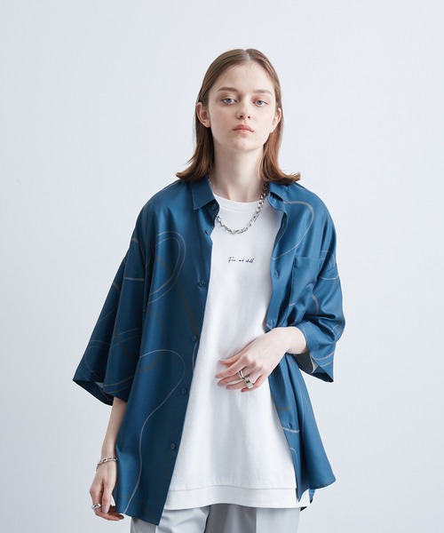 JUNRED（ジュンレッド）の「リングアートペイントルーズシャツ（シャツ/ブラウス・メンズ・ブラック/ブルー系その他4/ホワイト・L/M/S）」の21枚目の写真