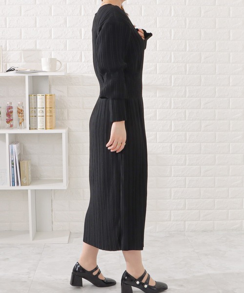 関税送料込【TADASHISHOJI】ロングワンピース プリーツ ブラック SLY | PLEATS BELTED ロングワンピース (ワンピース(ロング