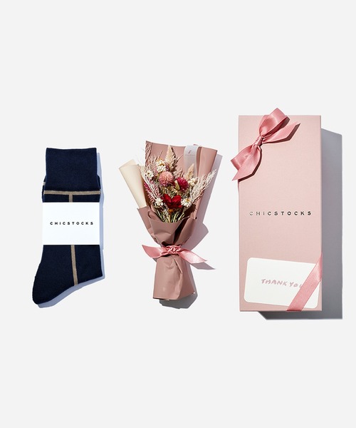 CHICSTOCKS（シックストックス）の「母の日限定　ブーケ付き1足セット（ソックス/靴下・レディース・ネイビー/アイボリー/スモークピンク/ラベンダー・SMALL）」の3枚目の写真